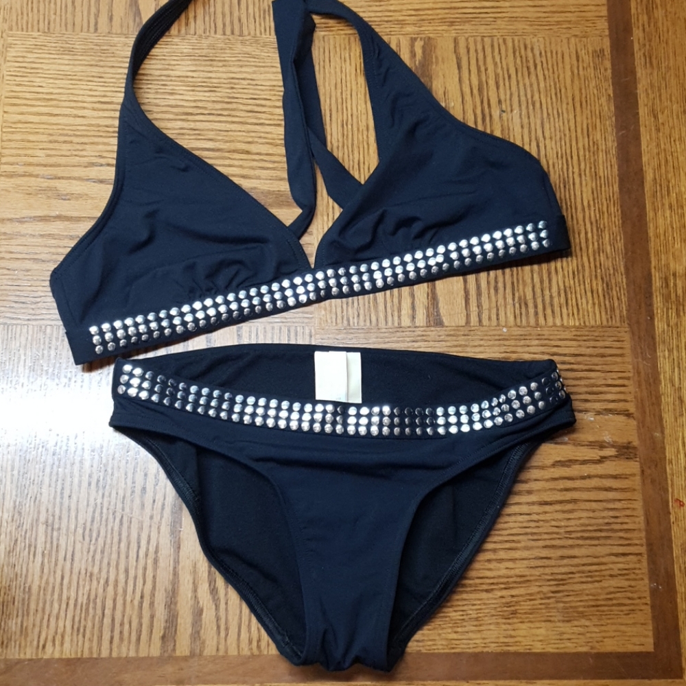 NWOT Michael Kors Black Studded Bikini Set